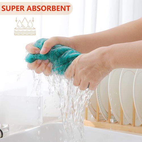 Homaxy 100% Cotton Waffle Weave Dish Cloths - Ultra Soft & Absorbent Quick Drying Towels | 12-Pack, Teal, 12 x 12 Inches