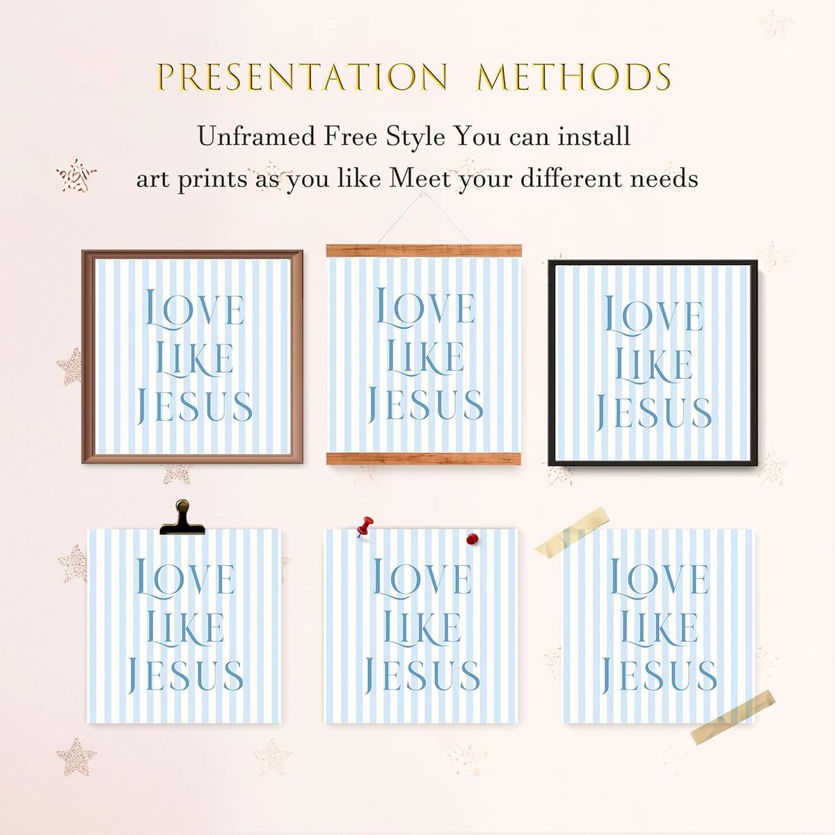 LARTSFRO Coquette Blue Bow Wall Art - Inspirational Christian Decor for Teen Girls | 8x8 Inch Set of 4 Unframed