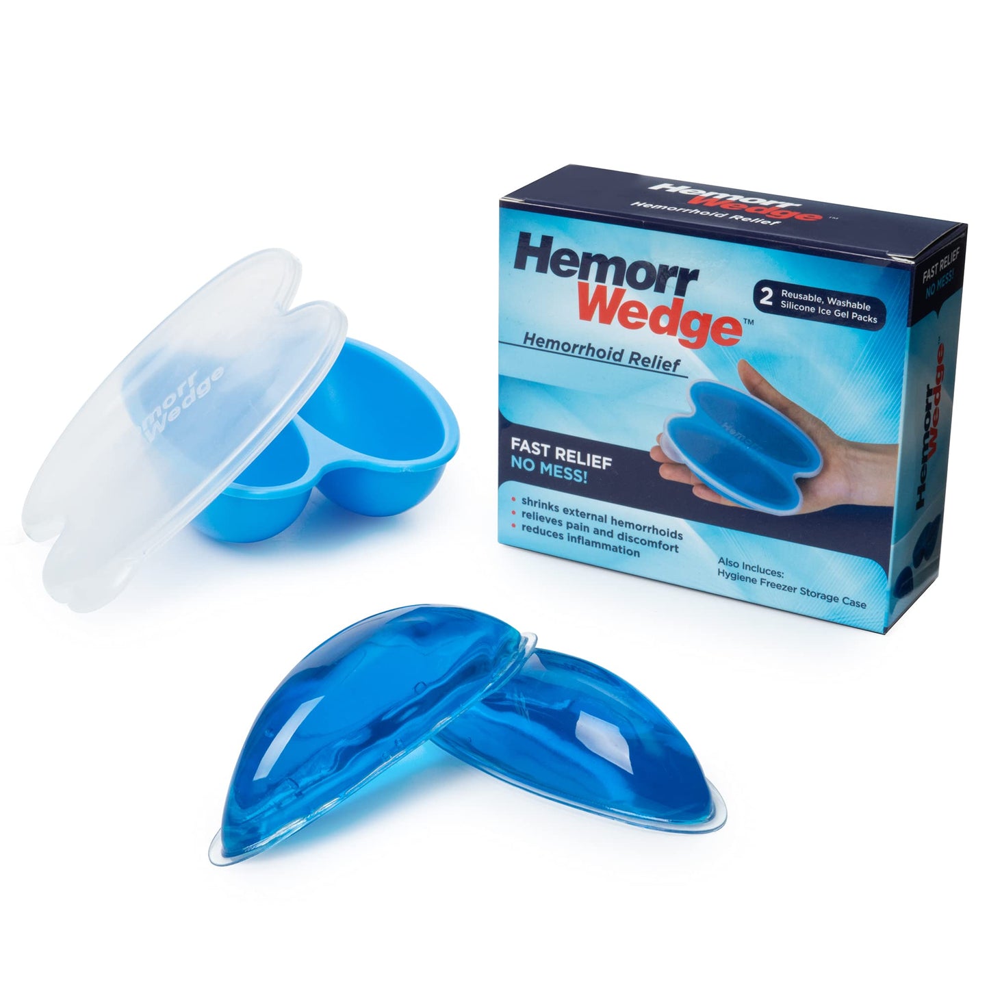 Hemorrwedge Hemorrhoid Ice Pack for Relief & Cooling Support – Twin Gel Pack with Hygienic Case – Reusable Cold Therapy for Hemorrhoids, Swelling, Postpartum & Discomfort – Water-Based Gel