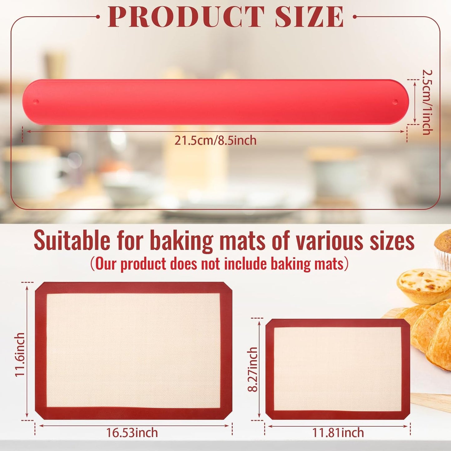 Teenyyou Silicone Storage Bands - 4 Pcs for Baking Mats & Wrapping Paper | Ideal for Christmas Organization