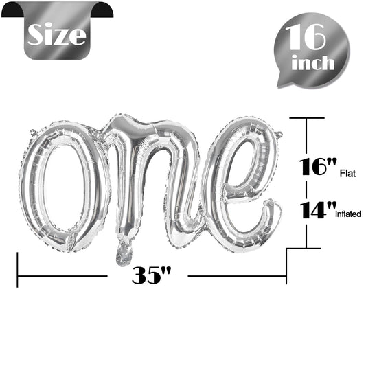 Silver One Balloons for 1St Birthday, 1 Year Old Balloon Birthday Decorations for Boys Girls, Giant Birthday Number One Balloons