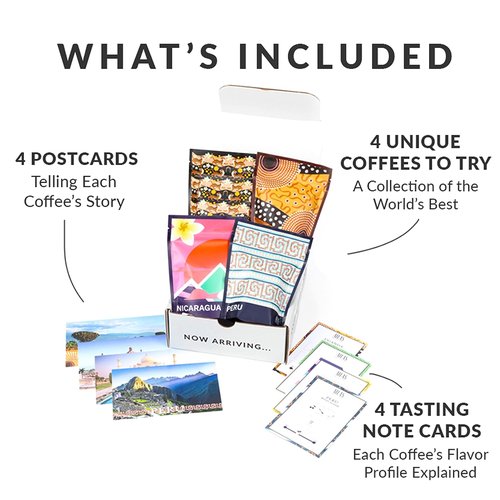 Atlas Coffee Club Gourmet Coffee Discovery Set - 4-Pack Variety Box of Single Origin Coffees