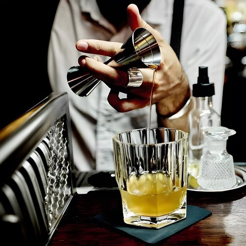 Integrated casting professional Jigger for Bartending,Japanese Cocktail Jigger Premium 304 Stainless Steel Jigger Premium & Heavy-Duty 2 OZ 1 OZ with Dimensions Inside Bartending Measuring