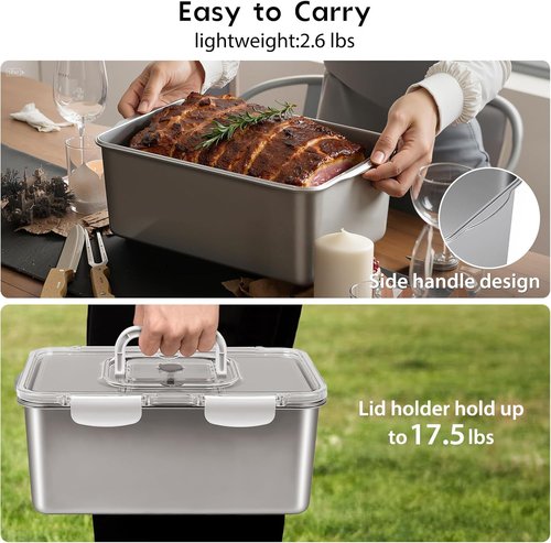 Freshmage Extra Large 7000 ML 304 Stainless Steel Food Storage Container - BPA-Free, Oven Safe with Lid & Handle