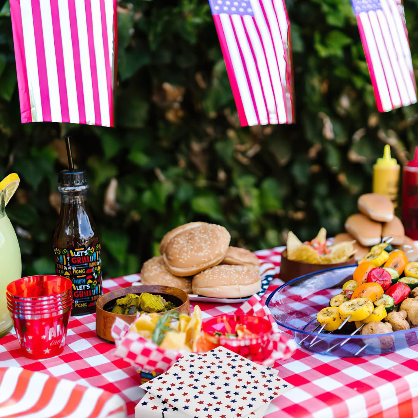 Patriotic Party Supplies 4th of JULY paper napkins 60Count 6.5 x 6.5 inch Americana Stars Cocktail Napkins for Parties,Veterans Day Election Day 4th of July Independence Day Decorations