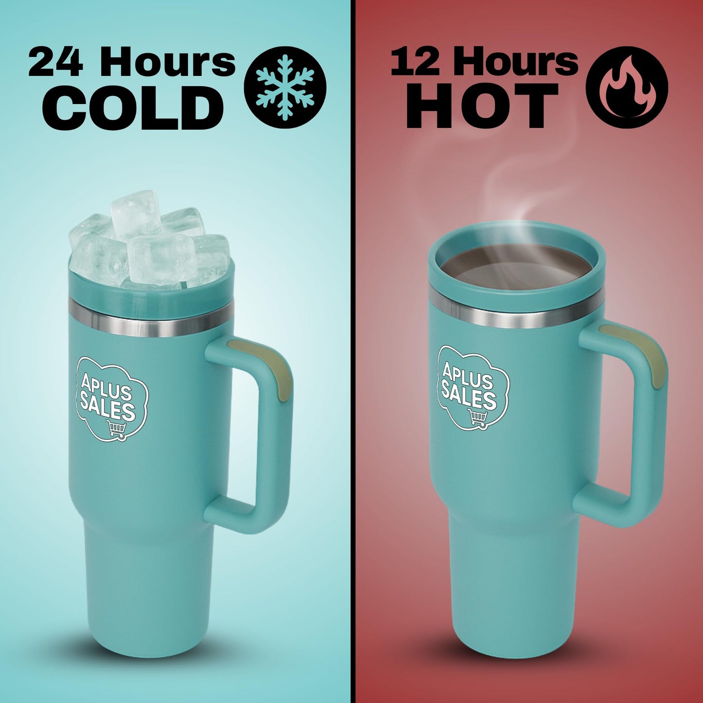 30 oz Tumbler with Handle & Straw Lid - Stainless Steel Tumbler - Tea, Beverages & Travel Coffee Mug - Leakproof & Double-Walled Insulated Cup Water Bottle with Straw - Cup Holder Size - Lake Green