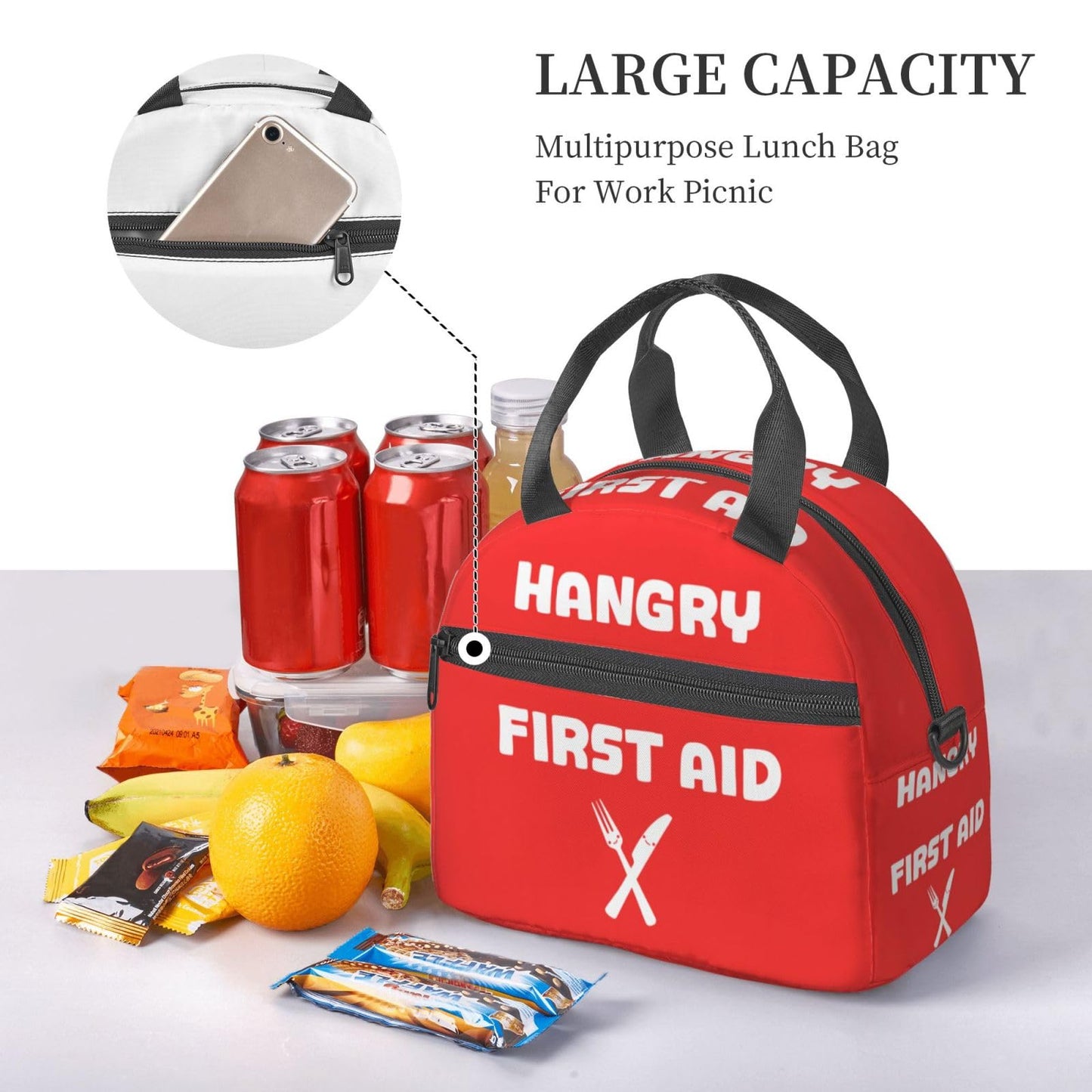 Hangry Insulated Lunch Bag Reusable Lunch Box With Adjustable Shoulder Strap Cooler Tote Bag For Men Women