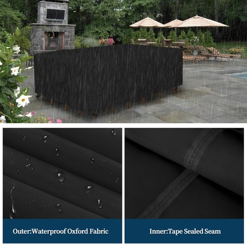 Easy-Going Waterproof Rectangle Patio Furniture Cover - UV-Resistant Dining Table & Chair Set (110"L x 84"W x 28"H, Black)