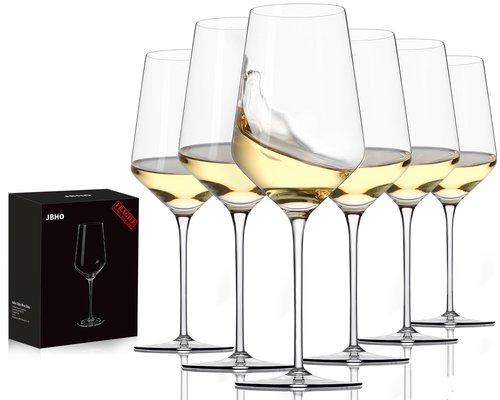 JBHO 17 oz Lead-Free Wine Glasses Set of 6, Hand Blown Durable Crystal Wine Glasses for Daily Use and Hosting Guests, Thin Rim for Serving Red and White Wine, Gift packing for any occasion