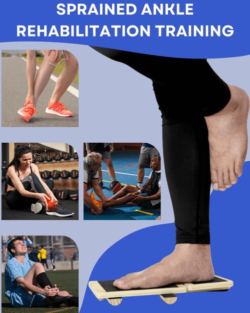 Caredgitz Ankle Strengthener, Single Leg Balance Board for Ankle Rehab, Foot Trainer for Mobility, Foot Stretcher for Sprained Ankle, Balancing Wobble Board, Posture Board, Arch Trainer with Brace
