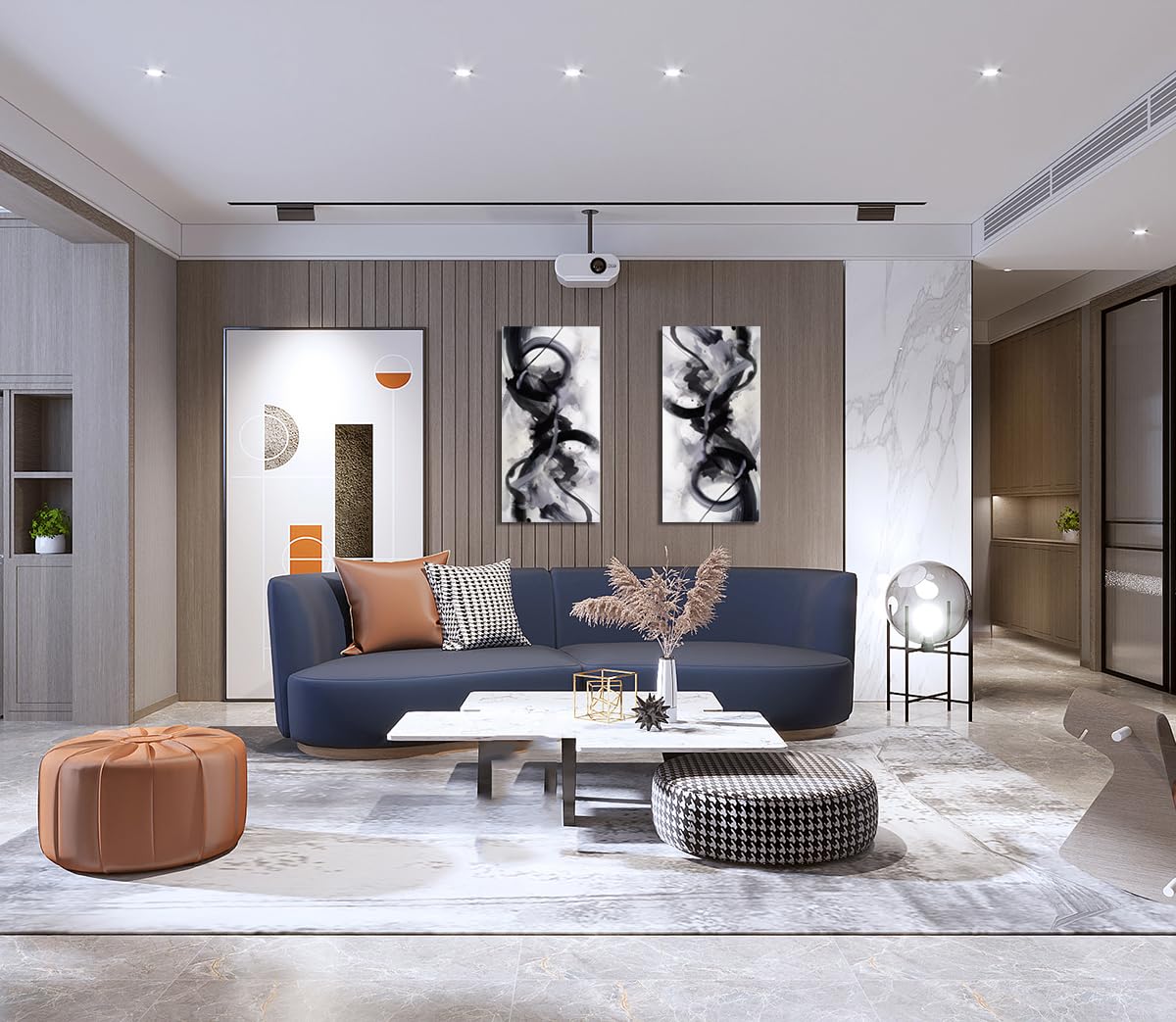 Black White Abstract Wall Art Canvas Geometric Lines Print Picture Large 20x40 Inch Contemporary Artwork Pinting for Bedroom, Dining Room, Office…