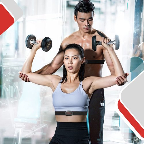 FITCENT Rechargeable Heart Rate Monitor Chest Strap 5.3 kHz/Bluetooth 5.0/ANT+, Heart Rate Sensor for Peloton Strava Zwift DDP Yoga