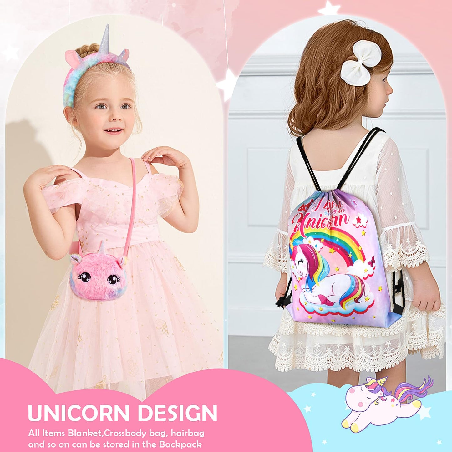 SRIZIAN Unicorn Gift Set for Girl Age 3,4,5,6,7,8,9,10,11,12, Birthday Gifts for Girls, Thanksgiving Day Gifts for Kids,Christmas Gfits Glow in Dark Unicorn Blanket Gift Set