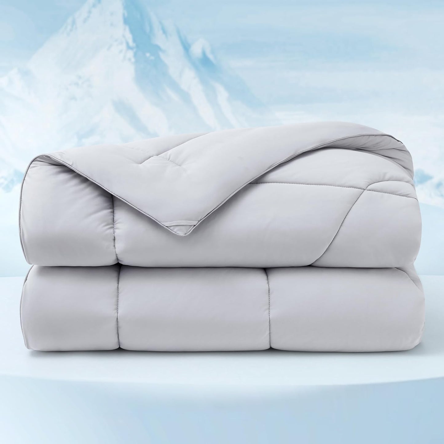 Bedsure Cooling Comforter - Lightweight Queen Size Blanket for Hot Sleepers | Dual-Sided Cool Tech, Grey 88x88 Inches