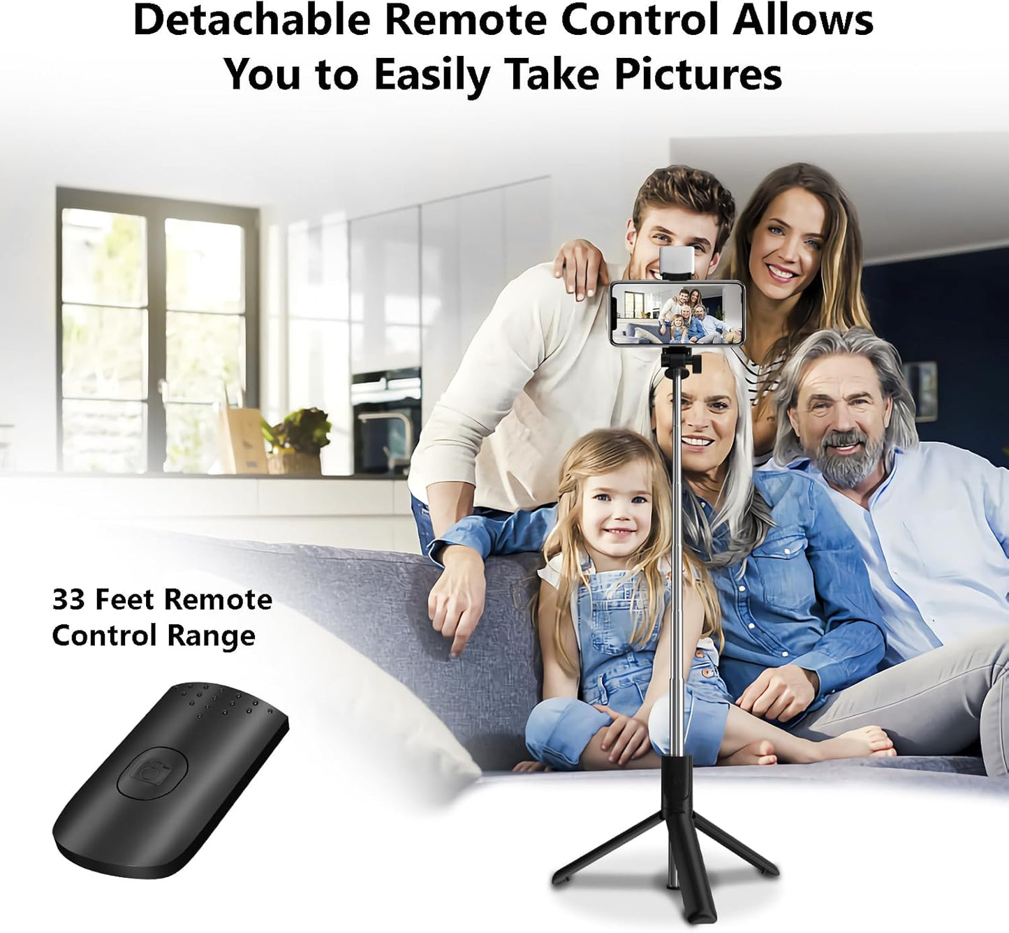 Skiennix Selfie Stick - 40-Inch Retractable Tripod with Wireless Remote & Light | Portable for Photography & Streaming