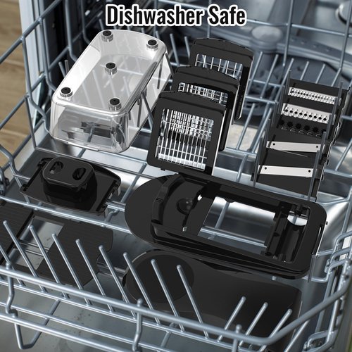 12 Blade All-in-1 Vegetable Chopper Mandoline Slicer with Container, Spiralizer with Containers, Food Chopper, Onion Chopper, Veggie Cutter for Salad, Kitchen Gadgets Accessories Essentials, Black