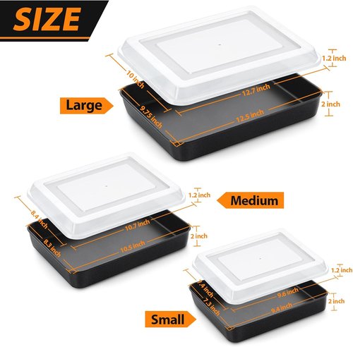 E-far Nonstick Baking Pans Set with Lids - 3 Rectangular Sheet Cake Pans (12.5/10.5/9.4 Inch)