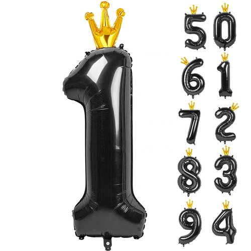 40 Inch Black 1 Balloon for First Birthday, Black One 1st Number Balloon Birthday Decorations for Girl Boy, 10th 21st, Giant Number 1 Balloon.