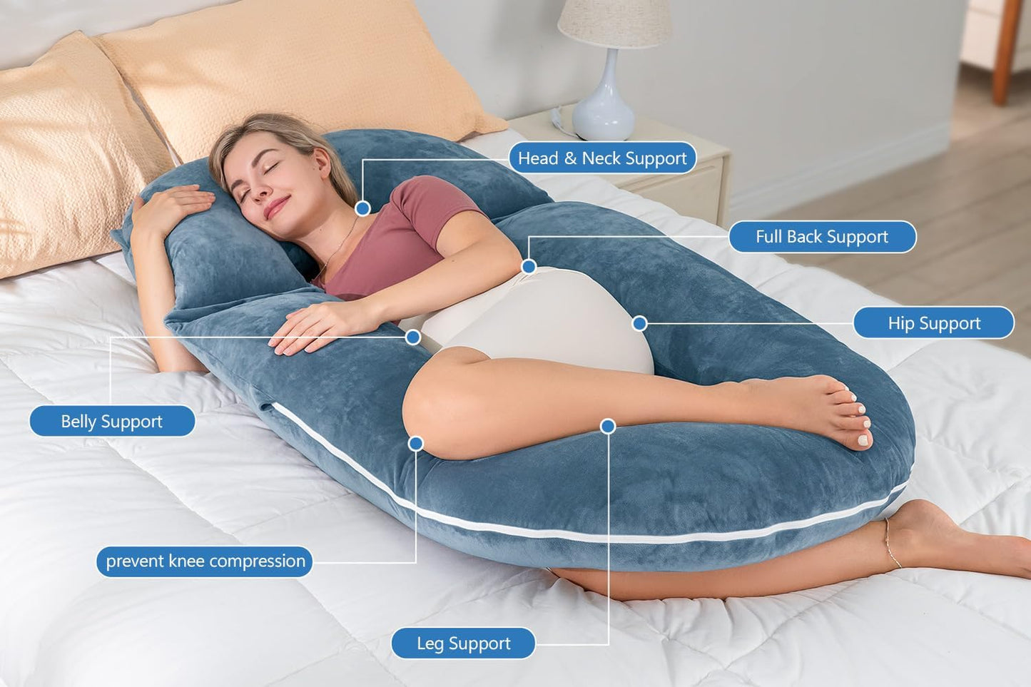 INSEN Pregnancy Pillows, Detachable Body Pillow for Sleeping, Nurse & Relax, Multi-Use Pregnancy Pillows for Pregnant Women, Grey