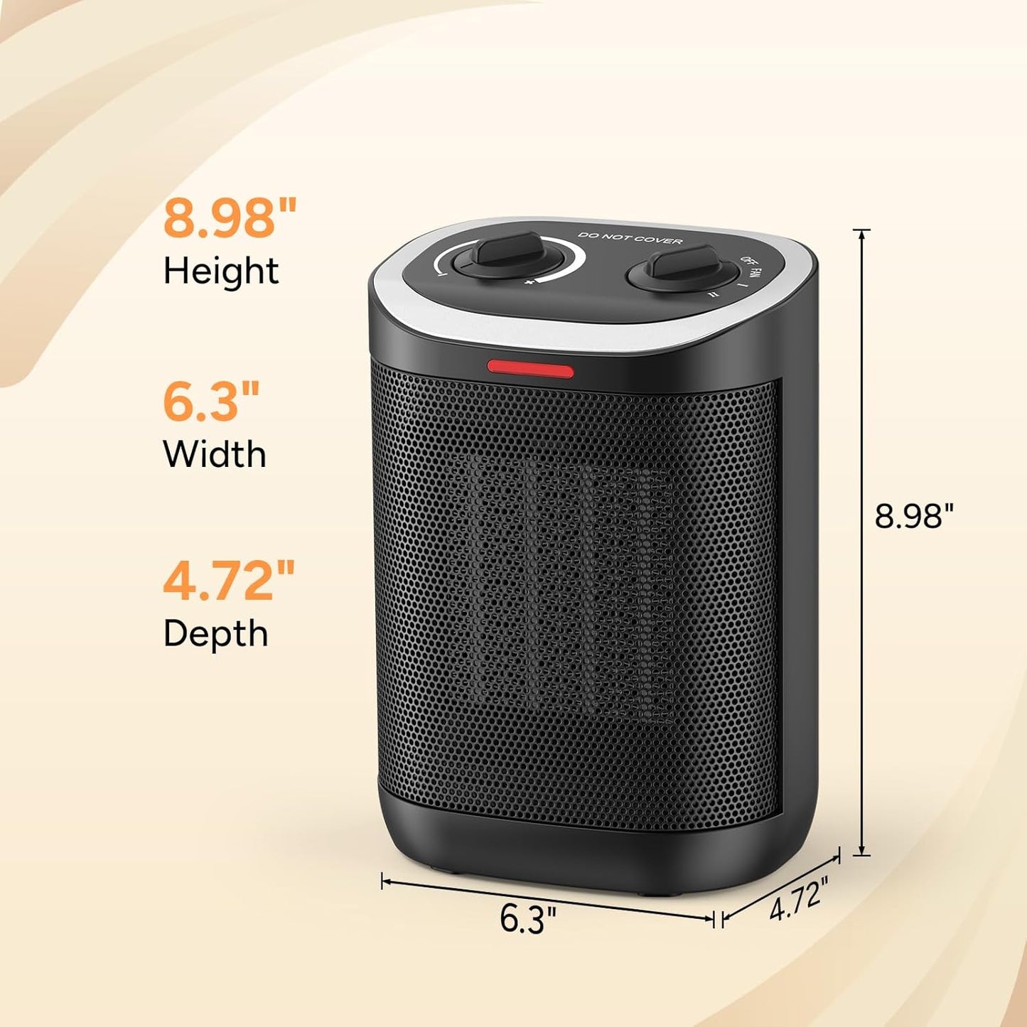 Skiennix 1500W PTC Ceramic Space Heater - Rapid 2S Heating, 3 Modes, Safety Features | Ideal for Bedroom & Office
