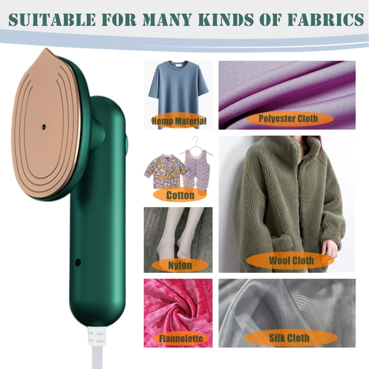 Skiennix Mini Travel Iron - Portable Iron for Clothes | Perfect for Dry & Wet Ironing - Green