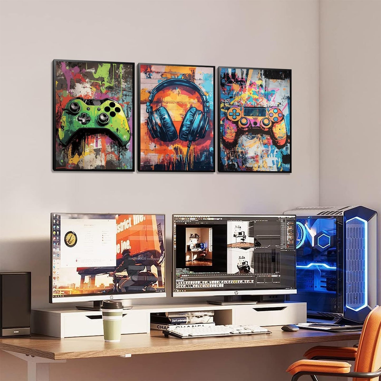 Skiennix Gaming Graffiti Canvas Wall Art - Cool Video Game Prints for Gamer Room | Unframed 16x24 Inches
