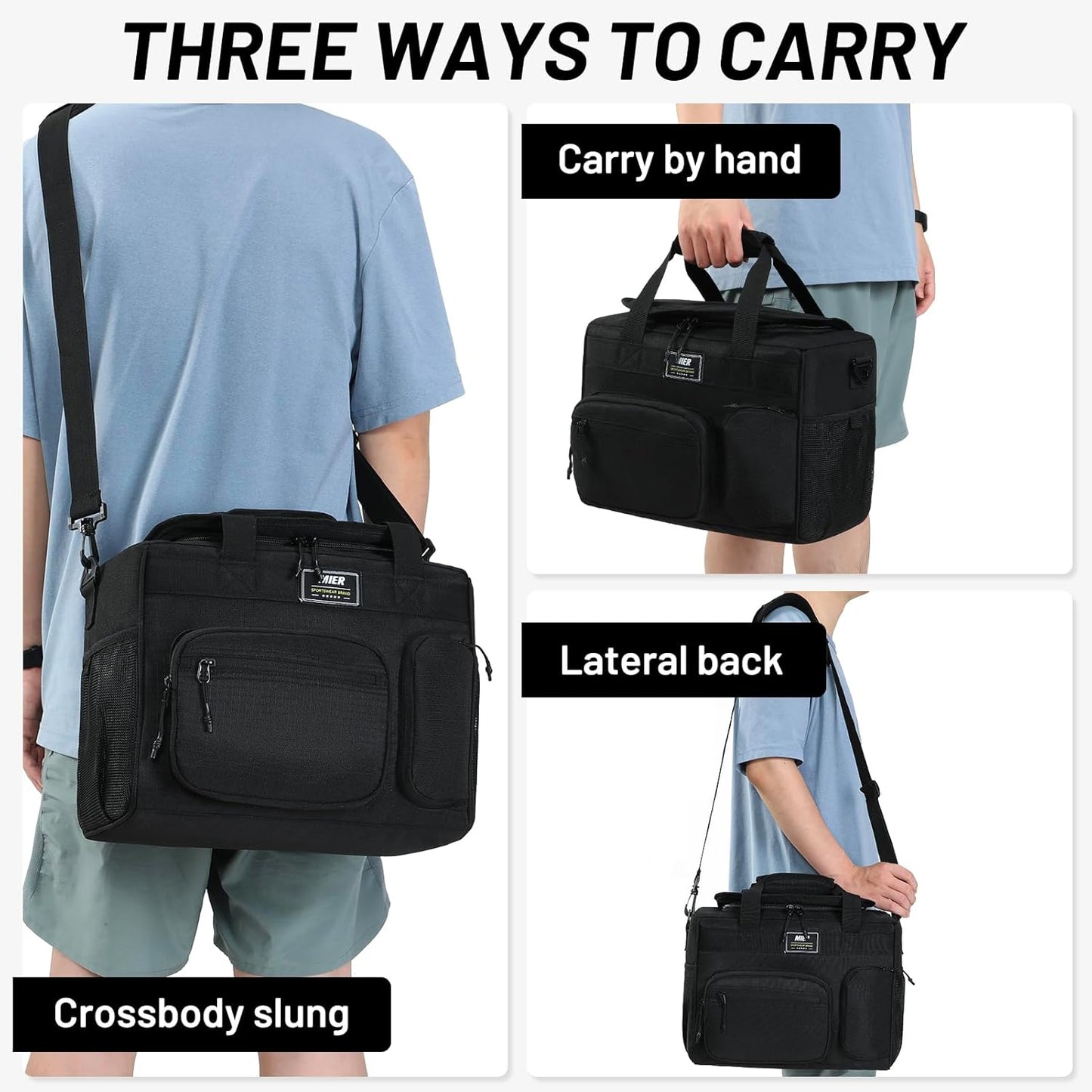 MIER Insulated Lunch Box - Large 30 Can Cooler Bag for Work, Travel & Camping | 18L, Black
