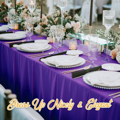 BRILLMAX 6 Pack Purple Tablecloths 90 x 156 Inch for 8ft Rectangle Tables - 150 GSM Polyester Fabric, Floor Length Drop, Water, Stain & Wrinkle Resistant Cloth Cover for Wedding Reception Banquet
