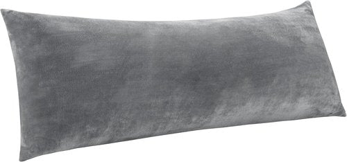 BEDELITE Body Pillow Cover - Super Soft Fuzzy Fleece with Zipper Closure | 20 x 54 Inches, Cozy Gray Design