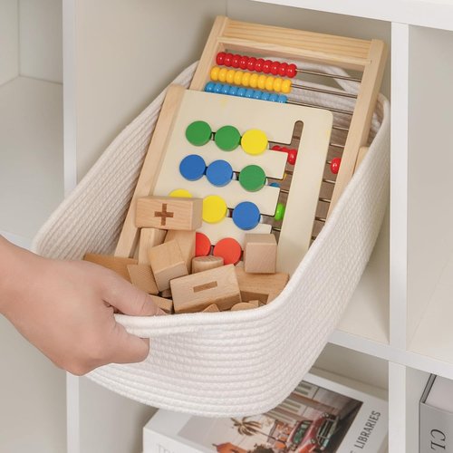 CubesLand Small Cotton Rope Basket - Cute & Durable Organizer for Nursery, Bathroom, or Closet Storage
