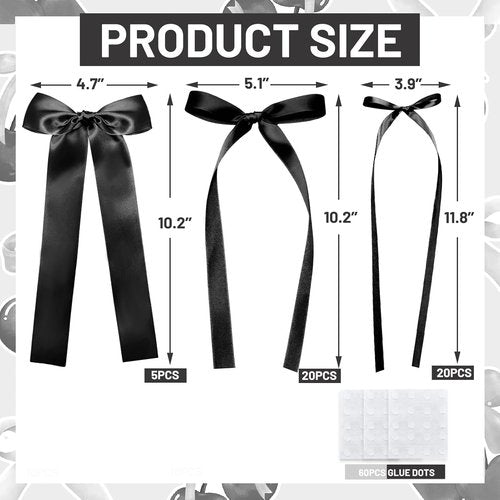 Black Bow Birthday Decorations - 45 Pcs DIY Ribbon Bow Wall Decor | 3 Sizes for Parties & Events