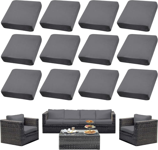 Skiennix Outdoor Cushion Covers - 12PCS Patio Furniture Slipcovers for Sofa & Sectional Chairs