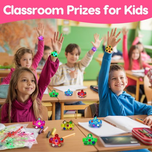 24PCS Light Up Fidget Spinner Bracelets Glow Party Favors Bulk for Kids 4-8 8-12 Summer Goodie Treat Bag Stuffers Classroom Treasure Box Toys Carnival Prizes Pinata Fillers Birthday Return Gifts
