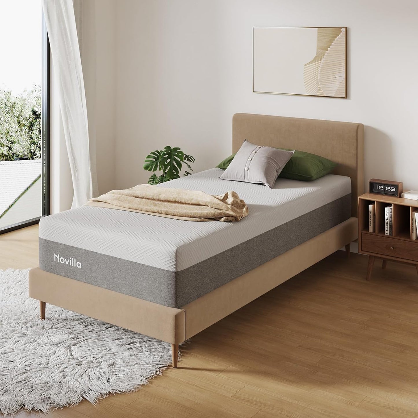 Novilla Twin XL Mattress - 10 Inch Gel Memory Foam for Cool Sleep & Pressure Relief | Medium Plush