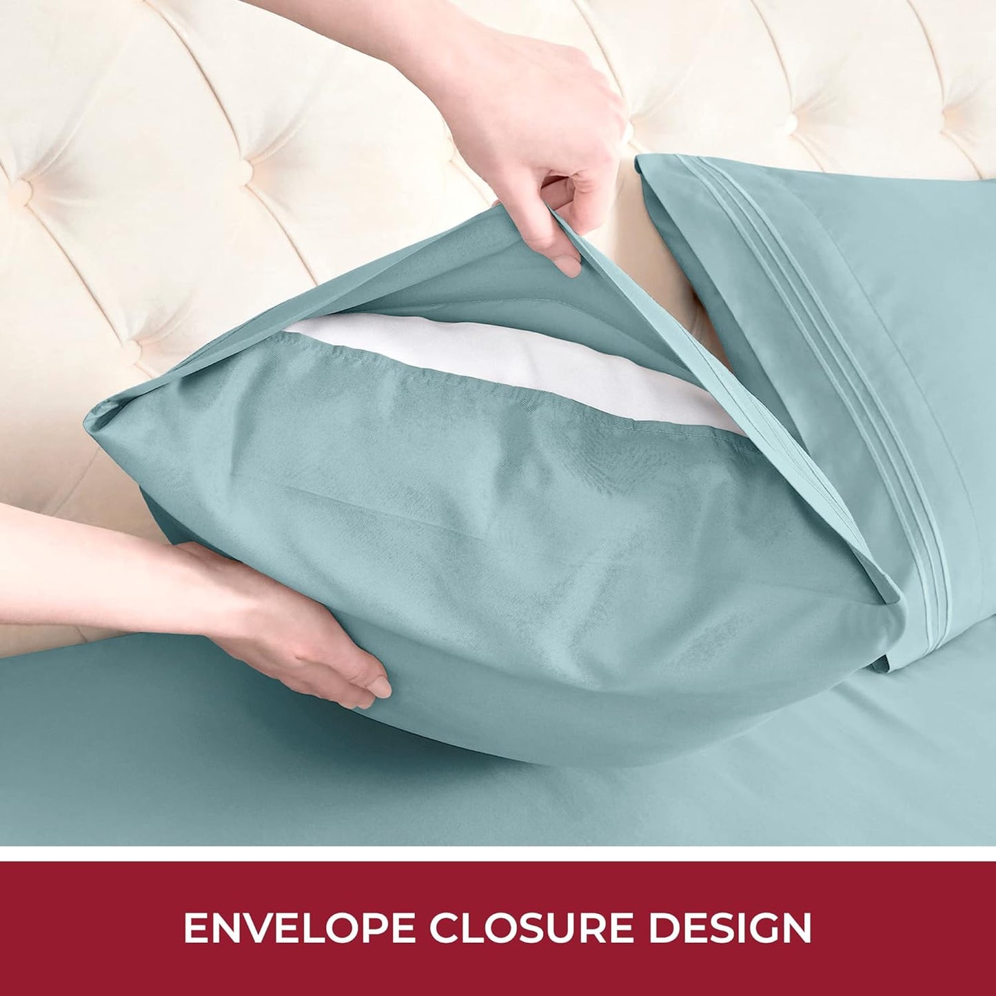 Mellanni RV Short Queen Sheets - Hotel Luxury Bedding Set | Extra Soft & Cooling - Deep Pocket, Spa Blue