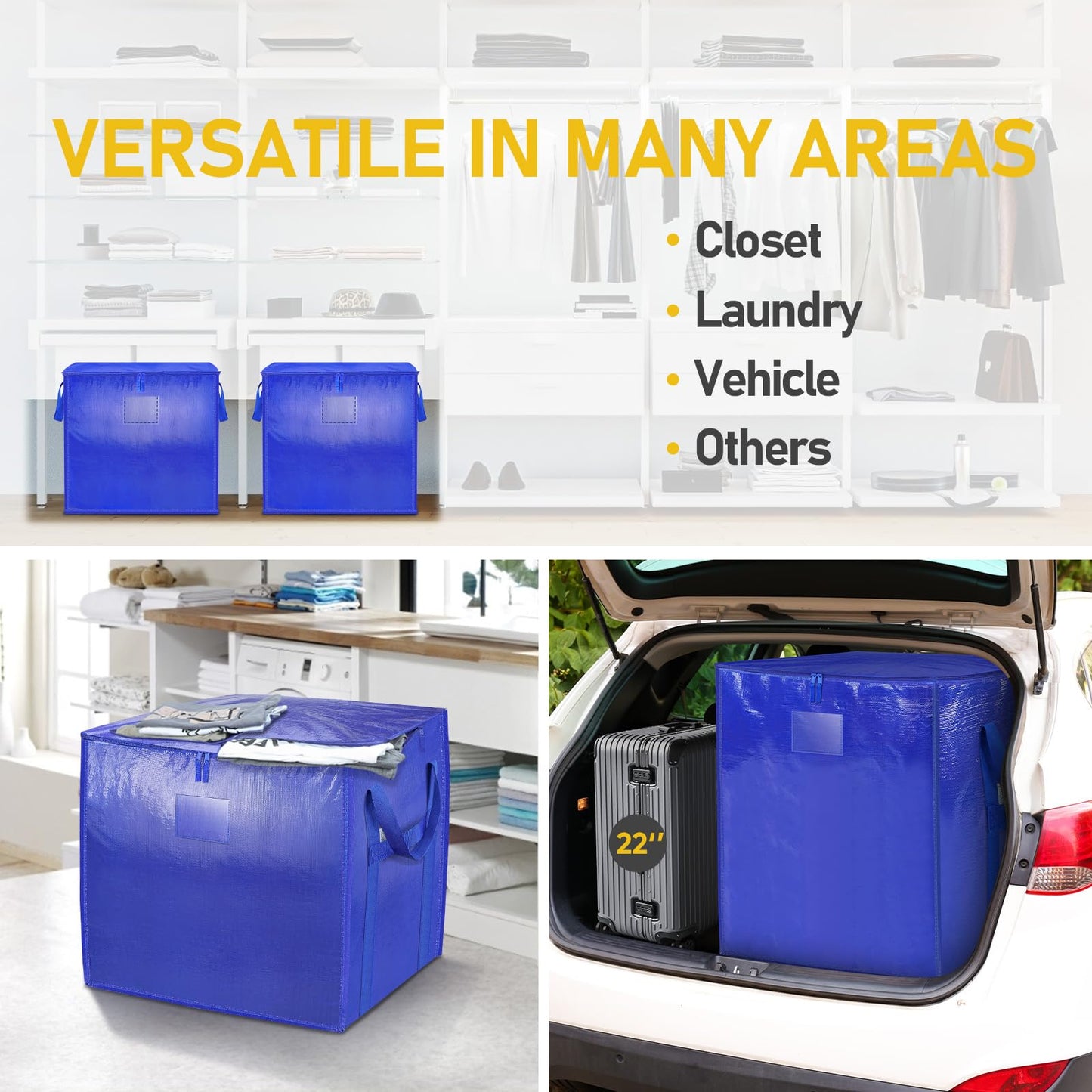 TICONN 2 Pack Extra Large Moving Bags with Zippers & Carrying Handles, Heavy-Duty Storage Tote Moving Boxes for Space Saving (2 PK, 75 Gallon)