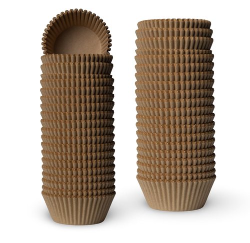 200 Paper Cupcake Liners, Muffin Liners or Baking Cups for Desserts, Muffins, Cupcakes and More Treats; Grease Proof, No Smell, Food Grade, Nut Serving Containers (Brown)