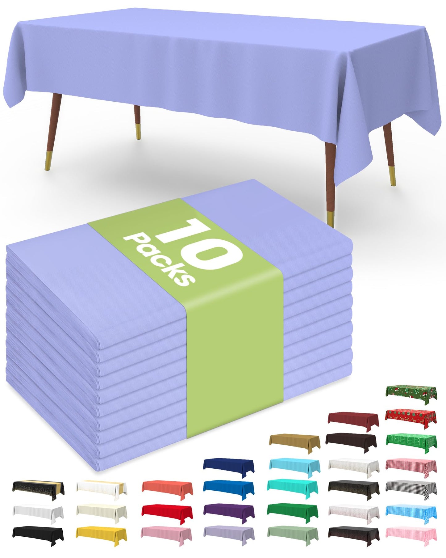 Pureegg Premium Use and Throw Table Covers 10 Pack 54x108 Inch Black for Rectangular Tables, Lavender