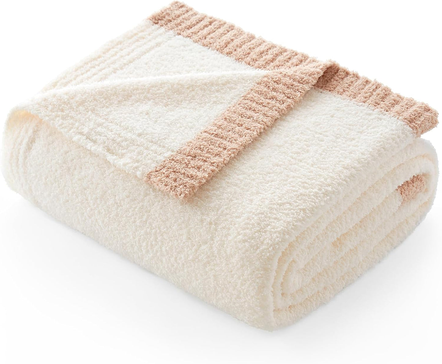Snuggle Sac Ultra Soft Throw Blanket - Reversible Cream Microfiber | Cozy 50x60 Inches for Couch & Bed