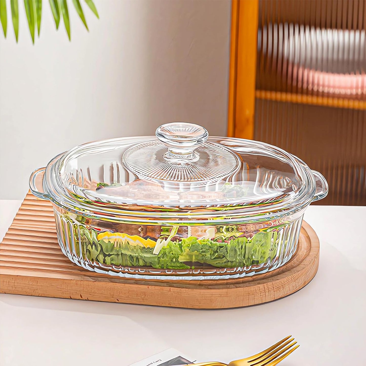 MCIRCO Glass Casserole Baking Dish Set - 4-Piece with Lids, 1.9 Qt & 3 Qt Sizes for Versatile Cooking