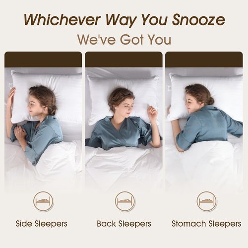 Downluxe Down Alternative Pillows - Soft Queen Size Set of 2 for Side, Back & Stomach Sleepers | 20 x 28 Inches