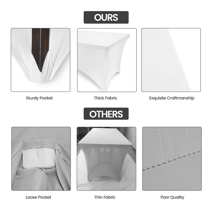 Utopia Kitchen Spandex Tablecloth 1 Pack [6FT, White] Tight, Fitted, Washable and Wrinkle Resistant Stretch Rectangular Patio Table Cover for Event, Wedding, Banquet & Parties [72Lx30Wx30H Inch]