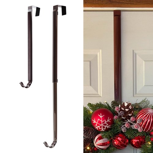 Haute Decor Adapt Adjustable Wreath Hanger, Premium Length Adjustable - Strong Over The Door Wreath Hanger, Holds up to 30 pounds (Oil-Rubbed Bronze)