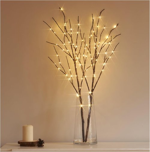 Hairui Lighted Brown Branches - Battery Operated 100 LED Fairy Lights with Timer | 30-Inch Willow Branches for Holiday Home Decor