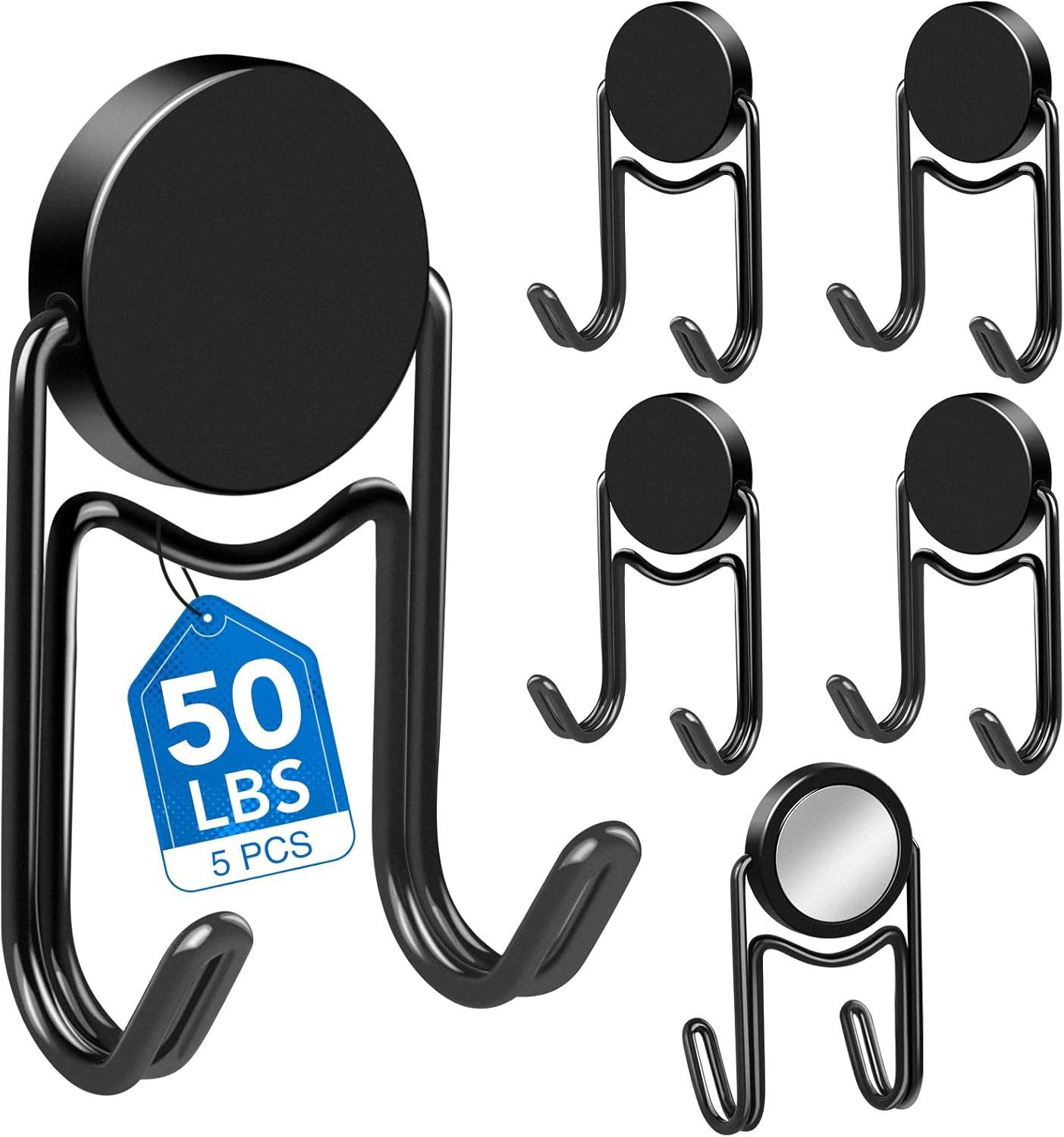 LOVIMAG Magnetic Hooks - Heavy Duty 50lbs+ Magnet Hooks for Cruise & Home | 5 Pcs Black