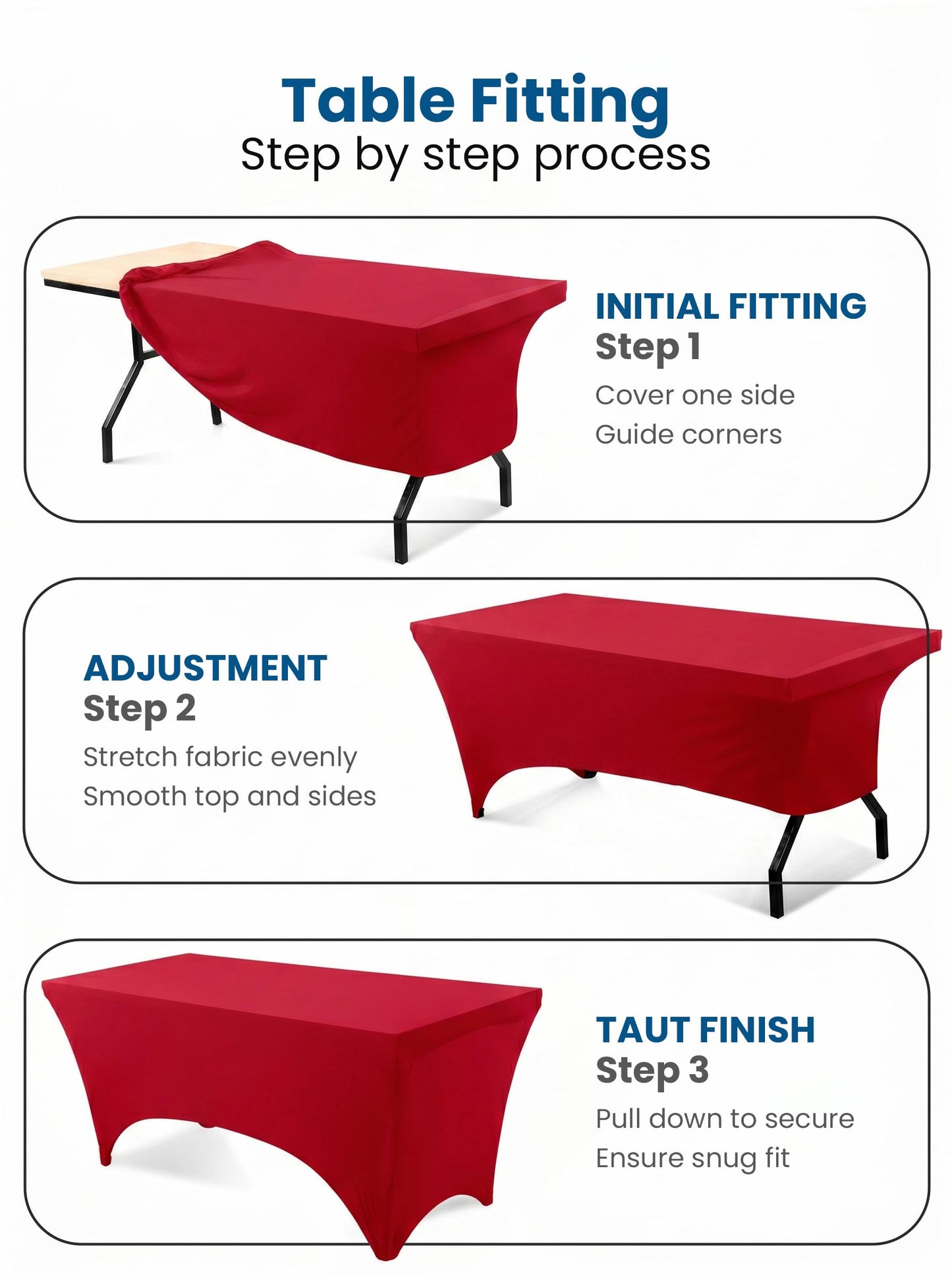 Utopia Kitchen Spandex Tablecloth 2 Pack [8FT, Red] Tight, Fitted, Washable and Wrinkle Resistant Stretch Table Cloth Rectangle Cover for Trade Show, Weddings & Parties [96Lx30Wx30H Inch]