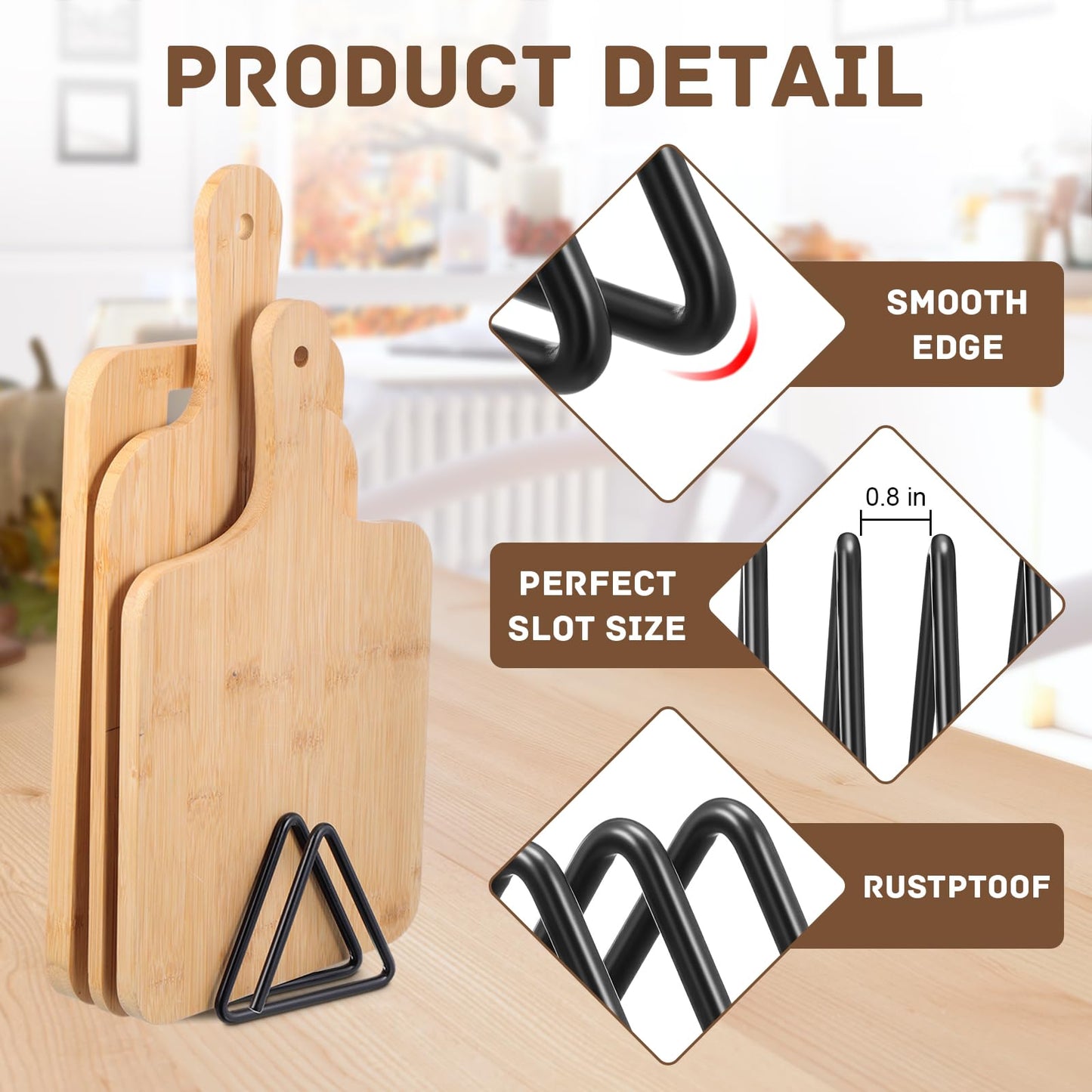 Suclain Cutting Board Organizer, Triangle Cutting Board Rack Black Metal Chopping Sheet Holder, Pots Pan Lids Cookie Sheet Organizer for Cabinet Countertop Shelf, 3.94 x 3.94 x 3.54 in
