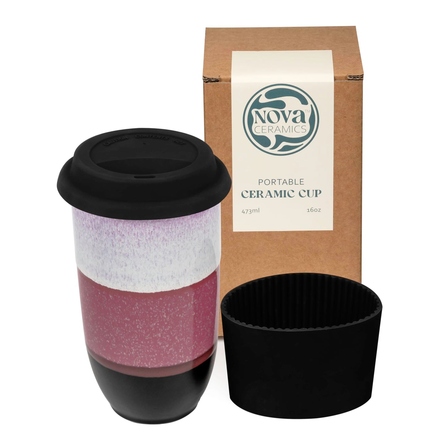 NOVA CERAMICS Coffee Travel Mug – Reusable Coffee Cup – Microwave & Dishwasher Safe Coffee Green Tumbler - Gifts For Women Men Him Her – 16oz – Eclipse