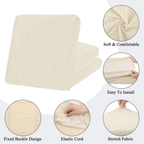 Hebe Stretch Patio Cushion Covers Set - 8 Waterproof & Washable Slipcovers for Outdoor Furniture