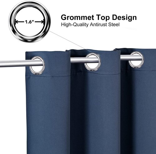 ChrisDowa Blackout Curtains - Extra Wide Thermal Insulated Grommet Panels for Bedroom | Stone Blue, 70 x 63 Inch